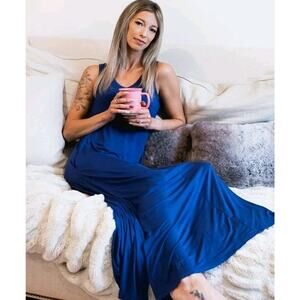 Skivys Femme Small Daydreamer Maxi Dress Navy Blue Modal Lounge Sleeveless